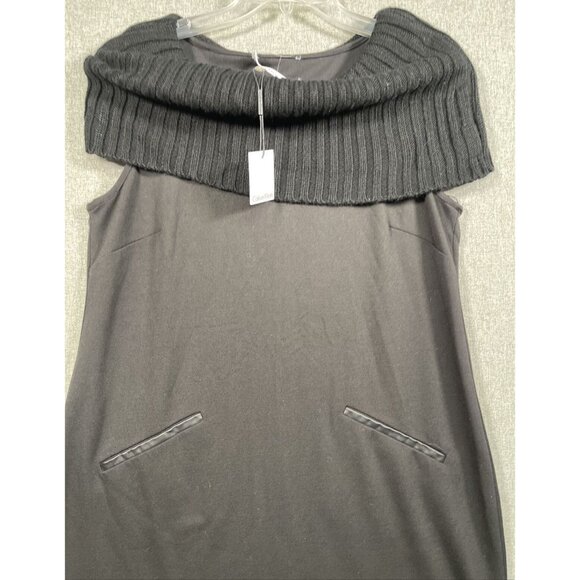 Calvin Klein Women's Sheath Style Dress Size L Black Sleeveless Sweater Collar - Picture 3 of 13